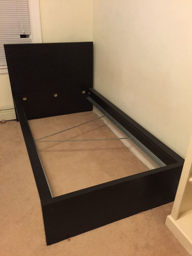 Bed frame black headboard white free wallpaper - medium preview image