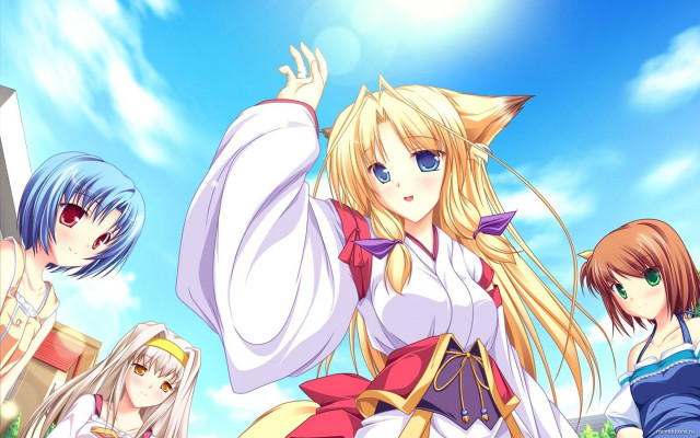 Anime girls field grass trees #5 free wallpaper - medium preview image