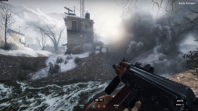 Gun snowy landscape tower foggy free wallpaper - medium preview image