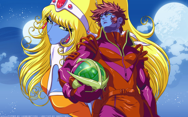 Cartoon two people moon background free wallpaper - medium preview image