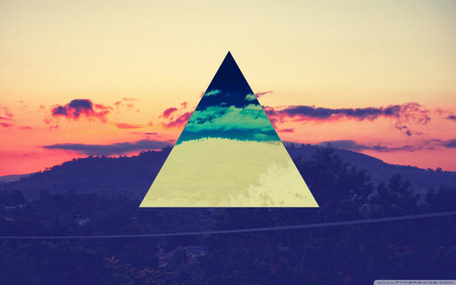 Triangle sunset sky mountain background free wallpaper - medium preview image