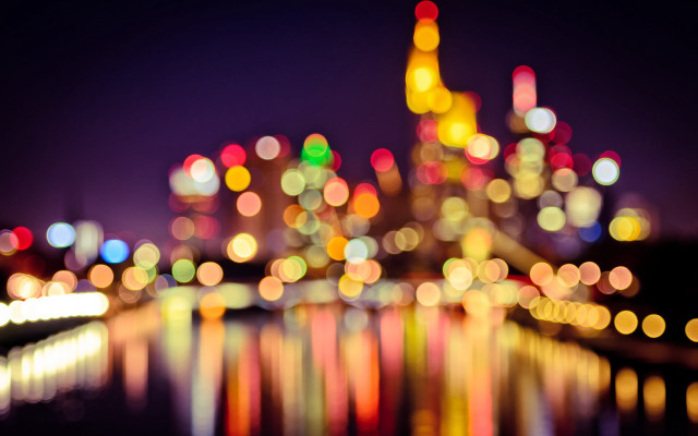 Blurry city night lights reflection free wallpaper - medium preview image