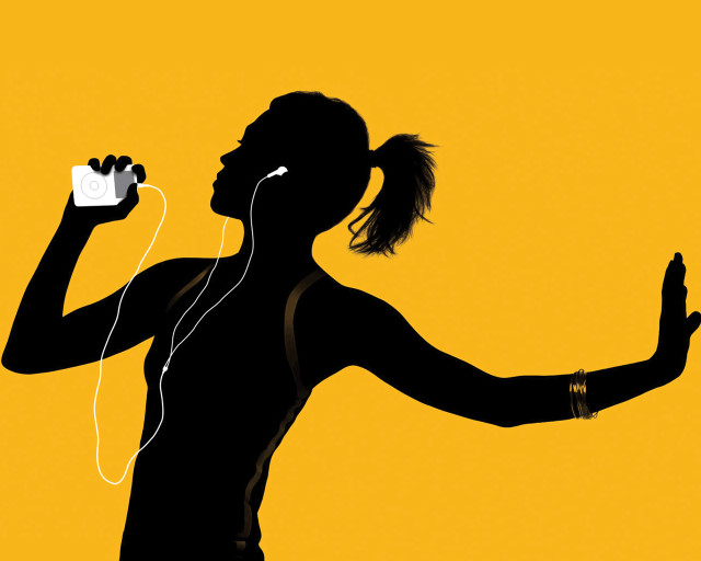 Woman holding controller listening music free wallpaper - medium preview image