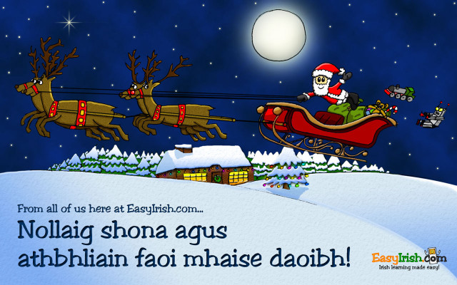 Santa sleigh reindeer night town free wallpaper - medium preview image