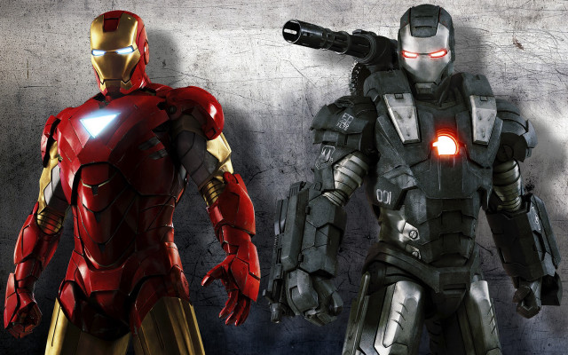Iron man suits standing wall free wallpaper - medium preview image