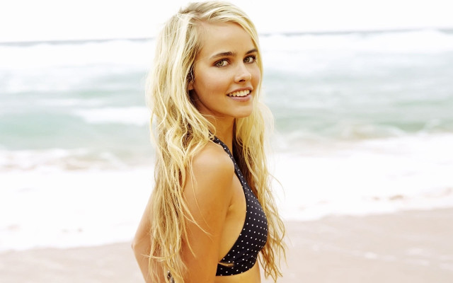 Woman bikini beach surfboard christabel free wallpaper - medium preview image