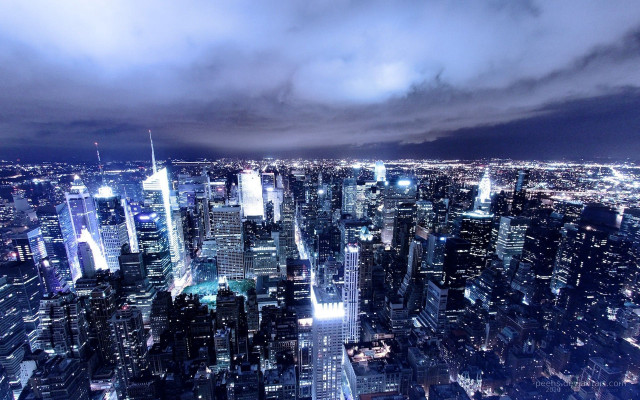 Night cityscape twilight skyline stars free wallpaper - medium preview image