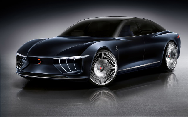 Futuristic car large front wheel free wallpaper - medium preview image