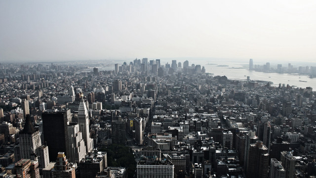 City tall buildings water distant free wallpaper - medium preview image
