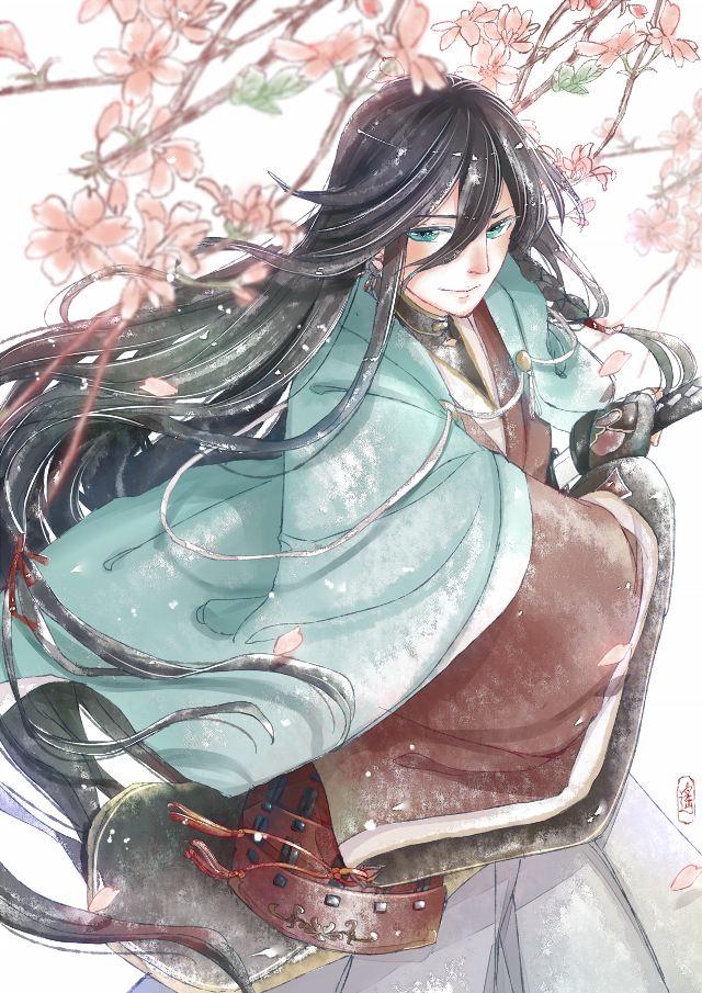 Woman chair flower sword sitting free wallpaper - medium preview image