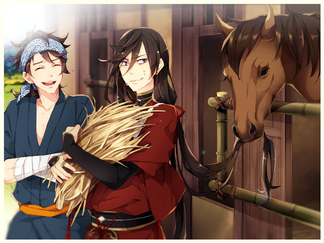 Couple people horse barn background free wallpaper for desktop - medium preview image