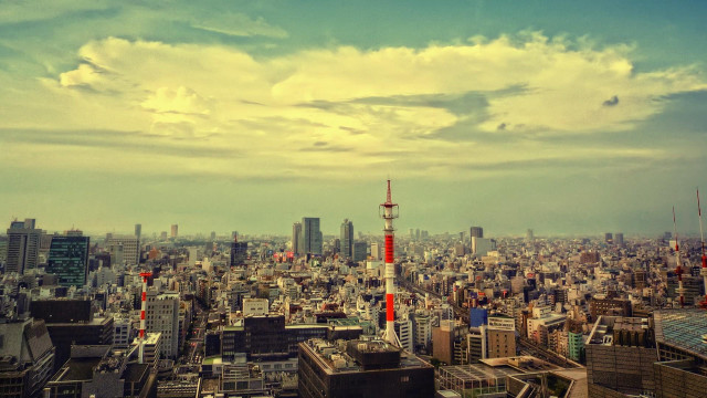 Cityscape tall buildings cloudy sky #2 free wallpaper - medium preview image