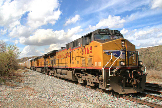 Train desert town tracks traveling free wallpaper - medium preview image