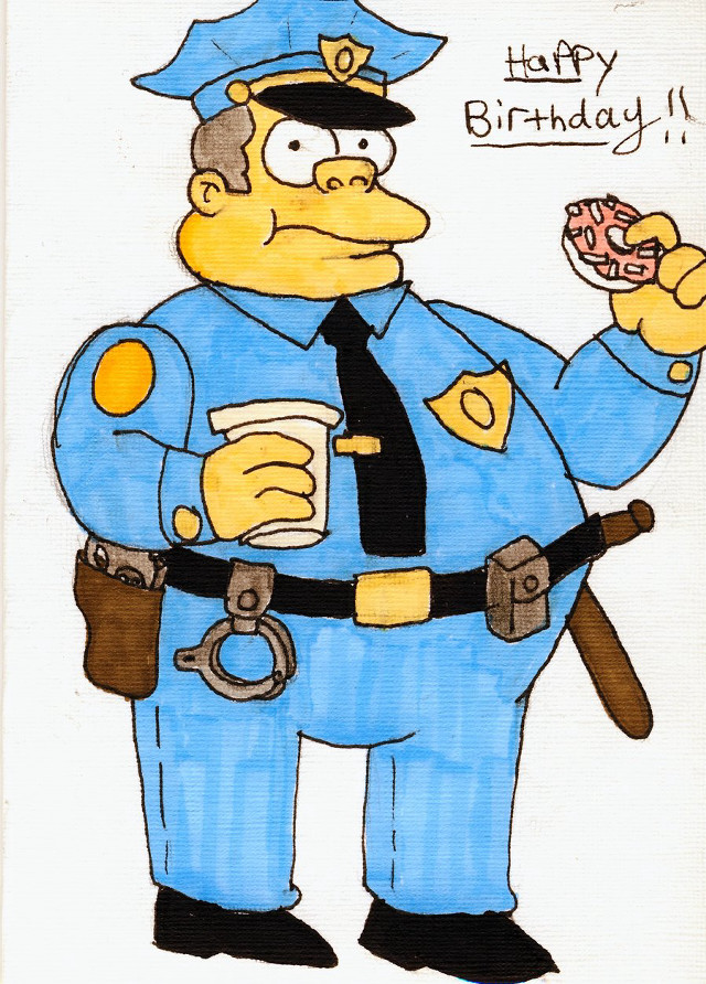 Police officer donut coffee happy free wallpaper - medium preview image