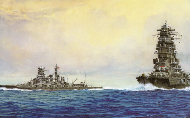 Two ships ocean cloudy sky #2 free wallpaper - medium preview image