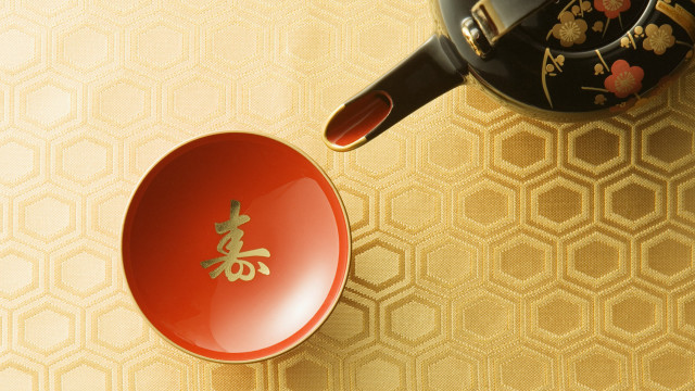 Teapot redbowl yellowbackground golddesign blackteapot free wallpaper - medium preview image