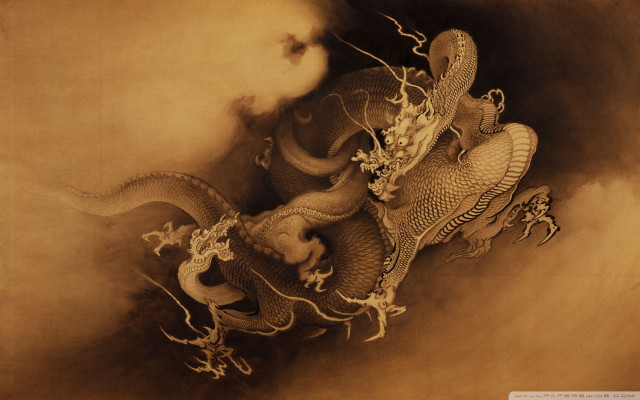 Dragon sky background clouds painting free wallpaper - medium preview image