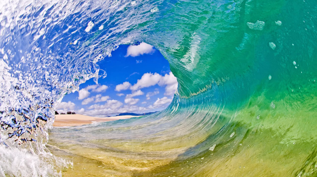 Breaking wave green blue white free wallpaper - medium preview image