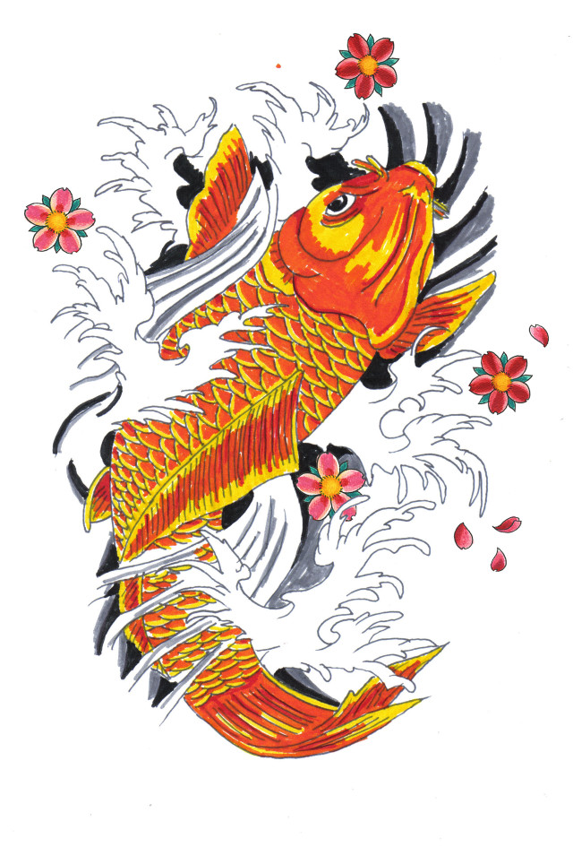 Fish flower wave drawing artistic free wallpaper - medium preview image