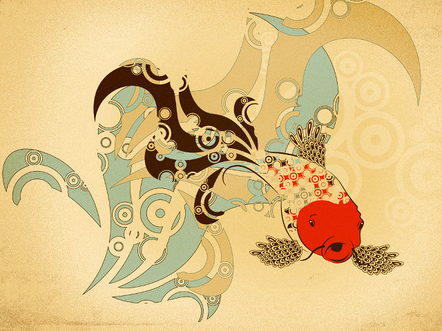 Fish pattern wave background fish free wallpaper - medium preview image