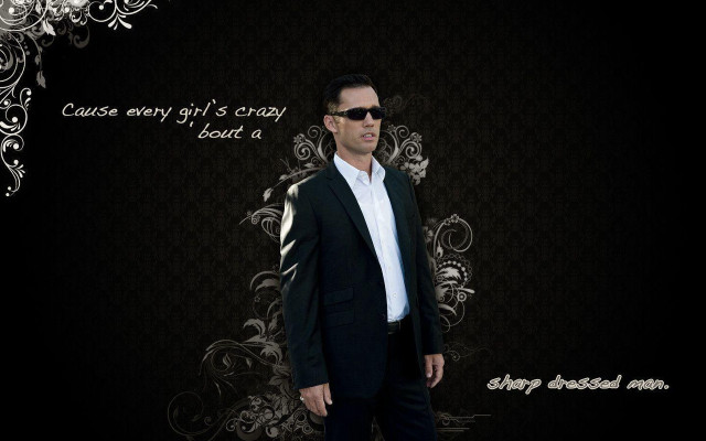 Man suit sunglasses floral quote free wallpaper - medium preview image
