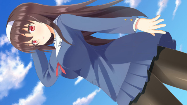 Woman suit flying arms outstretched free wallpaper - medium preview image