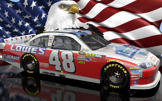 Eagle car american flag reflection free wallpaper - medium preview image