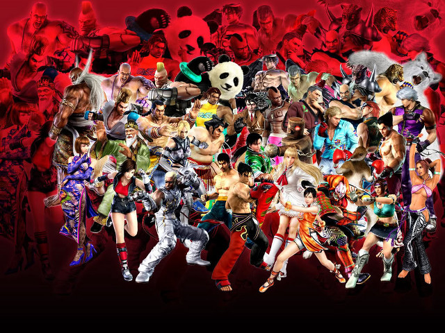 Anime collage red black background free wallpaper - medium preview image