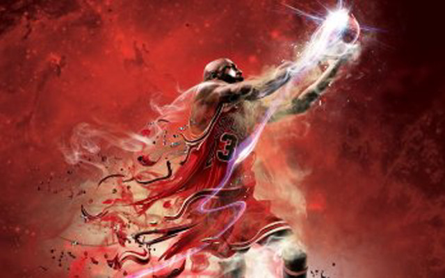 Basketball player red background swirl free wallpaper - medium preview image