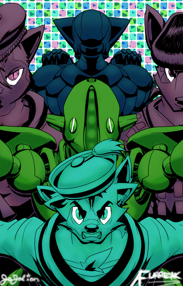 Cartoon characters green background blue free wallpaper - medium preview image