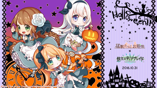 Anime girls pumpkins castle purple free wallpaper - medium preview image