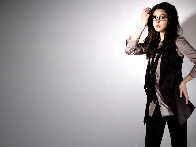 Woman glasses posing picture hands free wallpaper - medium preview image