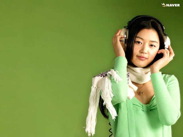 Woman headphones scarf ear neck free wallpaper - medium preview image