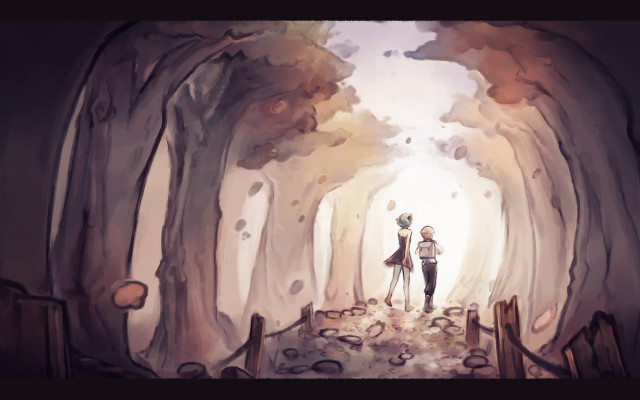 Couple tunnel trees light path free wallpaper - medium preview image