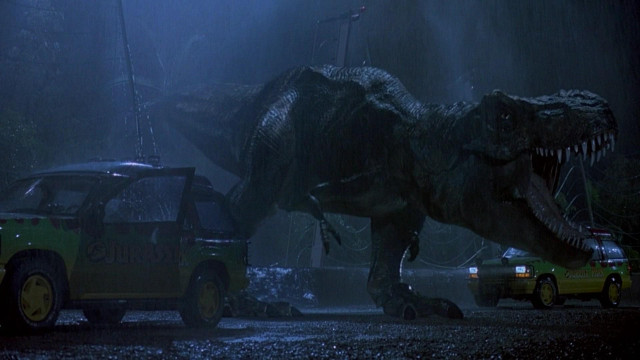 Dinosaur walking rain car truck free wallpaper - medium preview image