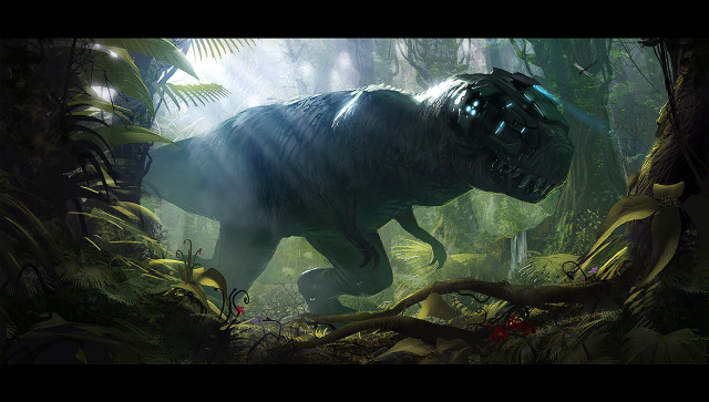 Dinosaur jungle helmet water background free wallpaper - medium preview image