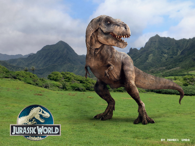 Dinosaur statue field mountains sign free wallpaper - medium preview image