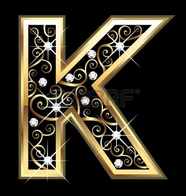 Gold letter k diamonds black free wallpaper - medium preview image