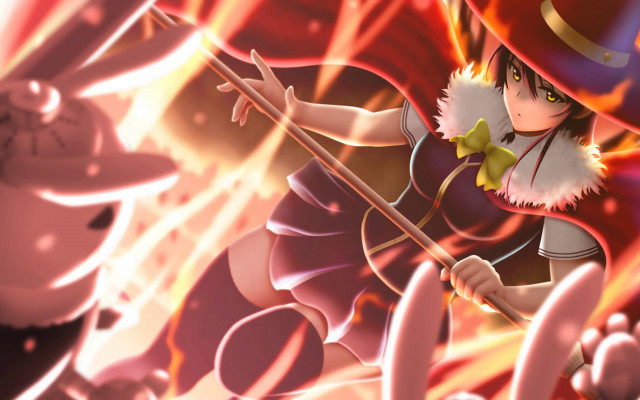 Cartoon character broom hat fire free wallpaper - medium preview image