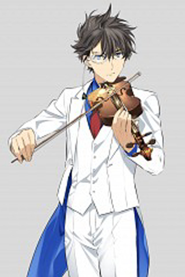 Man white suit violin blue free wallpaper - medium preview image
