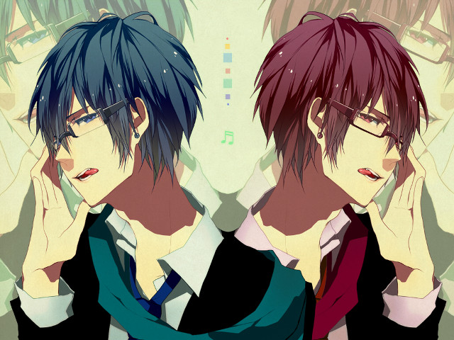 Anime characters glasses ties heads free wallpaper - medium preview image