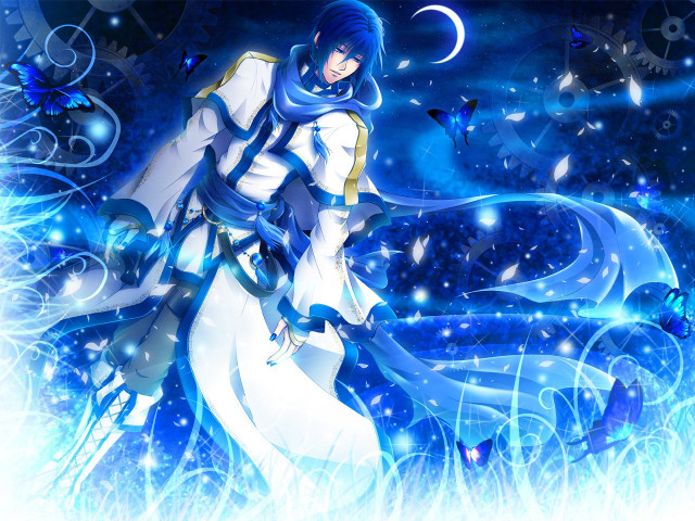 Woman white dress blue hair free wallpaper for desktop - medium preview image