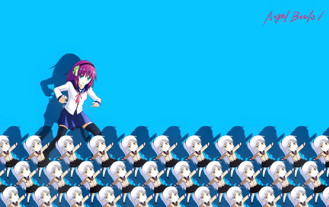 Woman walking birds sky blue free wallpaper - medium preview image