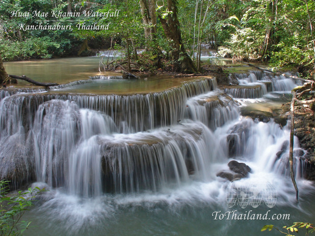 Waterfall forest flowing water tree free wallpaper - medium preview image
