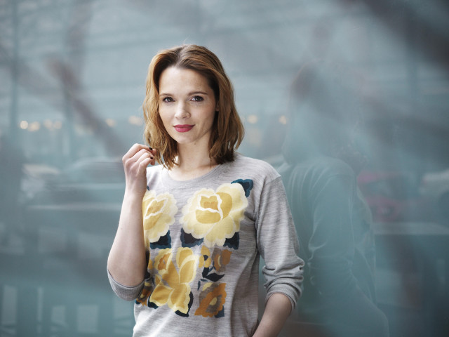 Woman glass wall cigarette portrait free wallpaper - medium preview image