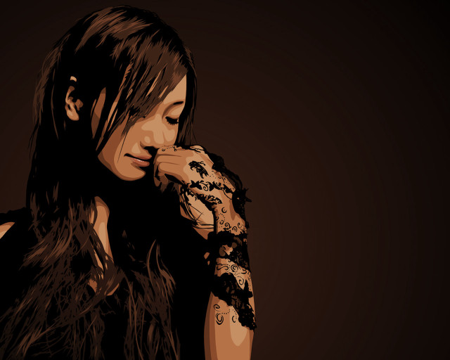 Woman long hair tattoos holding free wallpaper - medium preview image