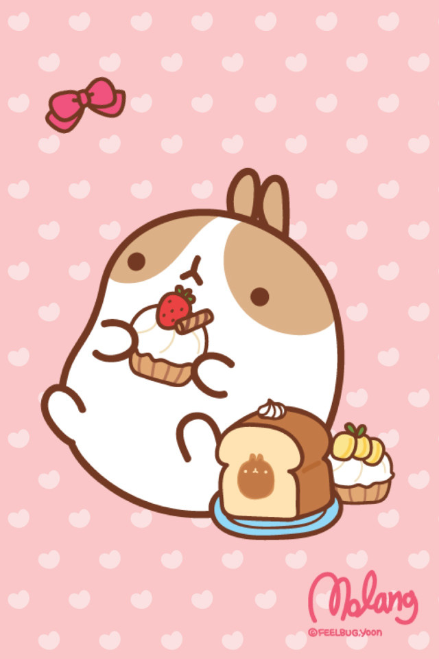 Cartoon character eating cake bow free wallpaper - medium preview image