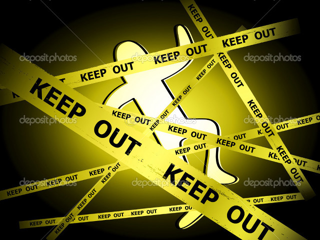 Yellow keep out sign man free wallpaper - medium preview image