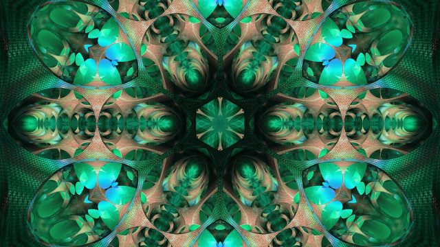 Green blue abstract flower center #2 free wallpaper - medium preview image