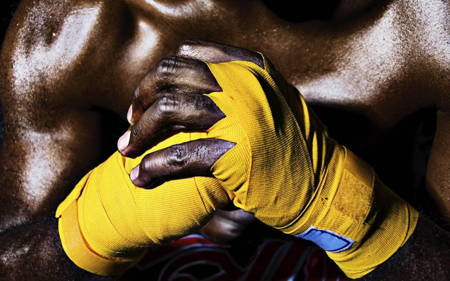 Man yellow glove red white free wallpaper - medium preview image